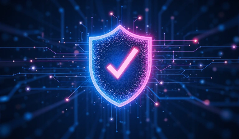 Cyber security shield protecting digital data