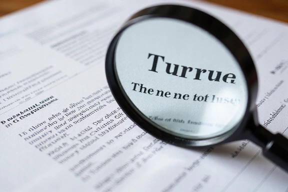 Abstract legal agreement document with a magnifying glass